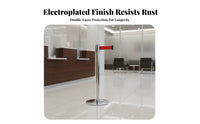 Retractable Belt Stanchion 4-Way Connection Stainless Steel Queue Post Hard-Wea Loop Construction Crowd Control Barrier Post for Banks, Hotels