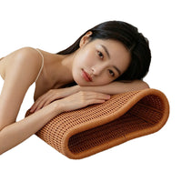 Handwoven Rattan Summer Pillow for Neck Support