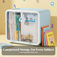 Clear View Stackable Book Bin Space-Saving Handled Storage Bin Large Capacity Desktop Organizer Multi-Purpose for Children, Office Workers, Study Desk, Classroom, Playroom, Shelves