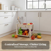 With casters Multi-Tier Basket Trolley Ventilated Baskets three-tier Rolling Organizer Large Capacity Utility mobile organizer Sturdy Construction for Apartment Dwellers, Homeowners, Kitchen, Living Room, Bedroom, Bathroom