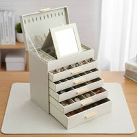 Soft Velvet Lining 6-Layer Jewelry Box Removable Dividers 6-Tier Jewelry Box Sturdy Construction Multi-Layer Accessory Holder Easy to Clean for Dresser