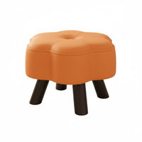 Hardwood Wood Frame Low Padded Footstool Soft pad Upholstered Ottoman Multi-Functional Small Stool Minimalist Design for Children, Homeowners, Office Workers, Living Room, Entryway, Bedroom