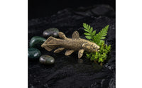 Brass fishing Figurine Gold Finish Brass fishing Statue Antique Style Animal Statue for Collectors