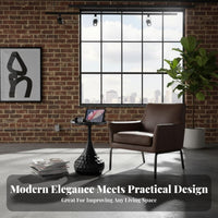 Space Saving Round Metal Side Table Long-Lasting Iron Construction Modern Metal Side Table Versatile Modern Minimalist Nightstand Stable Structure for Apartment Dwellers, Interior Decorators, Office Workers, Bedroom, Study, Balcony