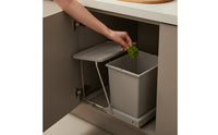 Space-Saving Under-Sink Cabinet Trash Bin Concealed Pull-out Trash Can with Single Container Easy Access Cabinet Waste Bin with Lid Organized