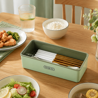 Cutlery Storage Box, Utensil Holder Box with Lid, Modern Minimalist Chopstick Container for Kitchen & Dining, Drainage Feature
