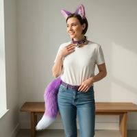 Mythical Canine Cosplay Set With Bells Faux Ears and Tail Set Soft Wolf Cosplay Accessories for Cosplayers, Women, Halloween, Comic Con, Parties