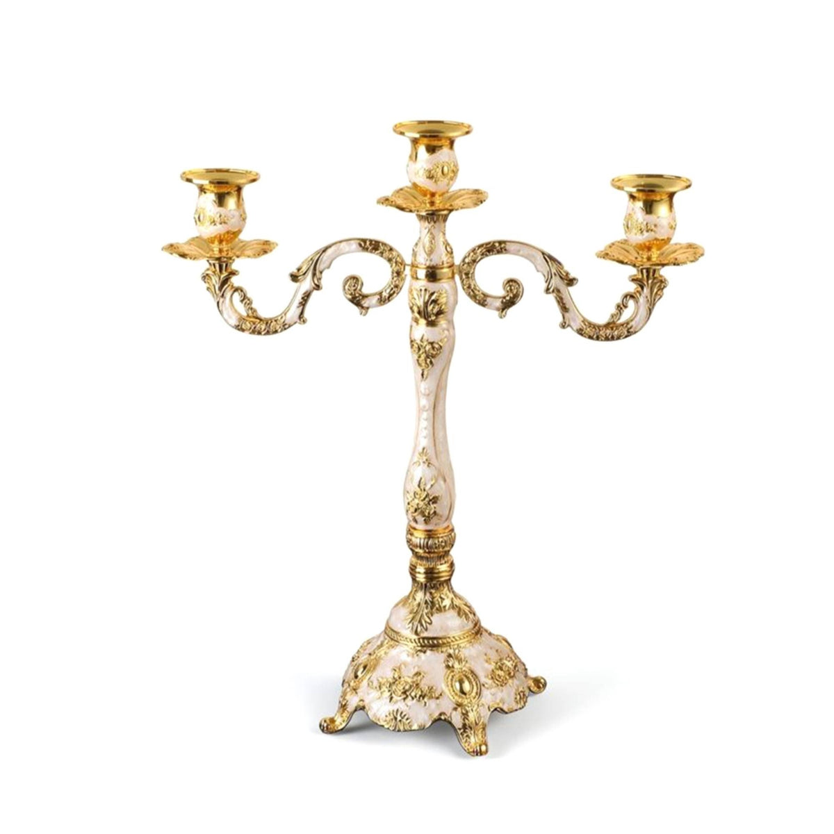 Vintage Candle Holder with Three Heads in Zinc Alloy