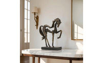 Horse Sculpture with Base Antique Bronze Rearing Horse Statue Elegant for Collectors, Entryway