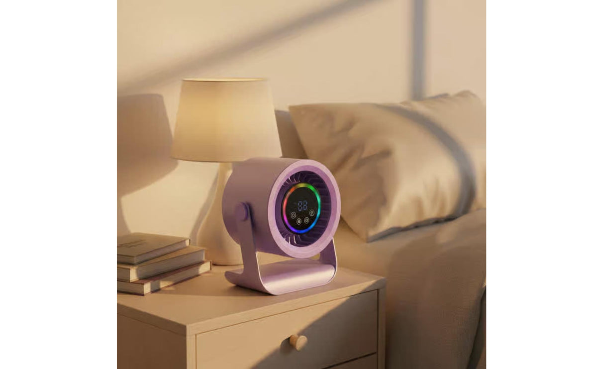 Touch Control Desktop Electric Fan Matte Finish Compact Electric Fan Cylindrical Air Circulator