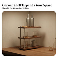 Desktop Beverage Rack Vintage Design Rustic Countertop Organizer Space-Saving Adjustable Corner Storage Rack for Homeowners, Renters, Pantry