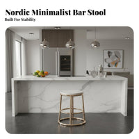 Minimalist Design Backless Round Bar Stool Sturdy Construction Nordic Design Counter Stool Built-in Footrest Backless Metal Barstool Versatile for Cafe Owners, Homeowners, Adults, Restaurant, Pub, Home, Dining Room