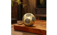 Brass Ball with Engraved Medallions Polished Brass Fidget Sphere Textured for Office