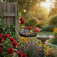 Wire Mesh Bird Feeder Black Finish Outdoor Decor Powder Coated