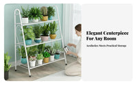 Floor-Standing Multi-Tier Pot Stand Modern design 3-Tier Stepped Plant Stand Space-Saving Flower Shelf Sturdy Frame for Gardeners, Homeowners, Apartment Dwellers, Living Room, Balcony, Indoor, Outdoor