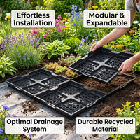 Modular Rooftop Garden Planter Box for Vegetables and Herbs, Outdoor Planter Boxes for Roof Greening, Large Plant Pot Container Set, Black 50cm Base