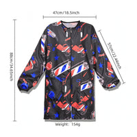 Salon Smock with Zipper Long-Sleeve Barber Smock Hairdresser Jacket with Pockets Long-Lasting Apparel Soft for Hairdressers