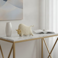 Bull Figurine Gold Sculpture Modern Decor for Desk
