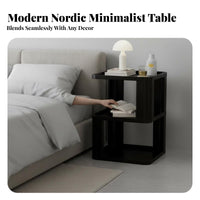Modern Minimalist design C-Shaped Stand Multi-Functional C-Shaped Slide-Under Table Space-Saving Nightstand 2-Tier Storage for Apartment Dwellers, Homeowners, Remote Workers, Living Room, Bedroom, Small Spaces, Home Office
