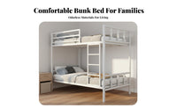 Metal Bunk Bed Frame Space Saving Steel Bunk Bed High Guardrail Bedroom Furniture for Teenagers, Students, Small Apartment, Dormitory, Dorm Room