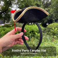 Pirate Hat Headband Party Prop Mini Pirate Hat Headband Festive Halloween Hair Accessory for Cosplayers, Adults, Cosplay, Festival, Stage Performances