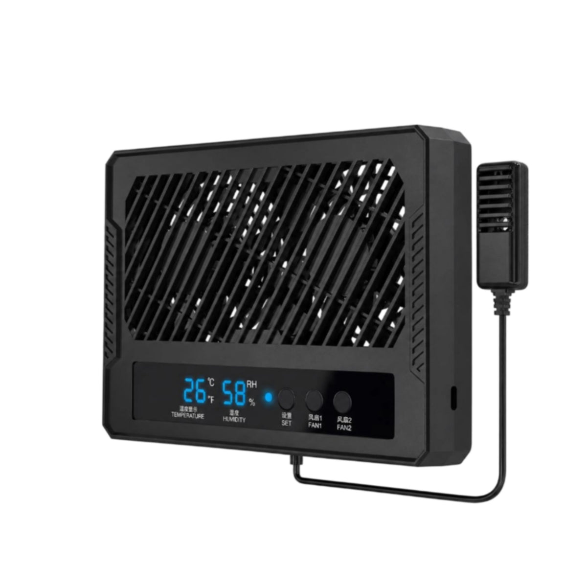 Reptile Enclosure Cooler with Monitor Digital Ventilator Compact for Vivarium