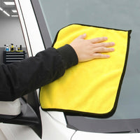 Double Sided Car Drying Towel and Coral Fleece Car Drying Towel, 32 Ply Gray and Yellow Car Cloth, Shedding Resistant Plain Weave for Detailing