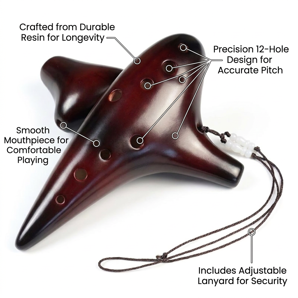 12 Hole Alto Ocarina, Master Tuned Alto Instrument, Beginner Ocarina with Song Book, Decorative Ocarina Leisure Activity