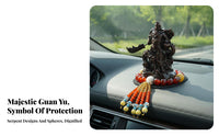 Wood Grain Finish Guan Gong Car Statue High-End Design Chinese Warrior Dashboard Figure Good Luck Charm for Drivers, Home Decor, Office Desk