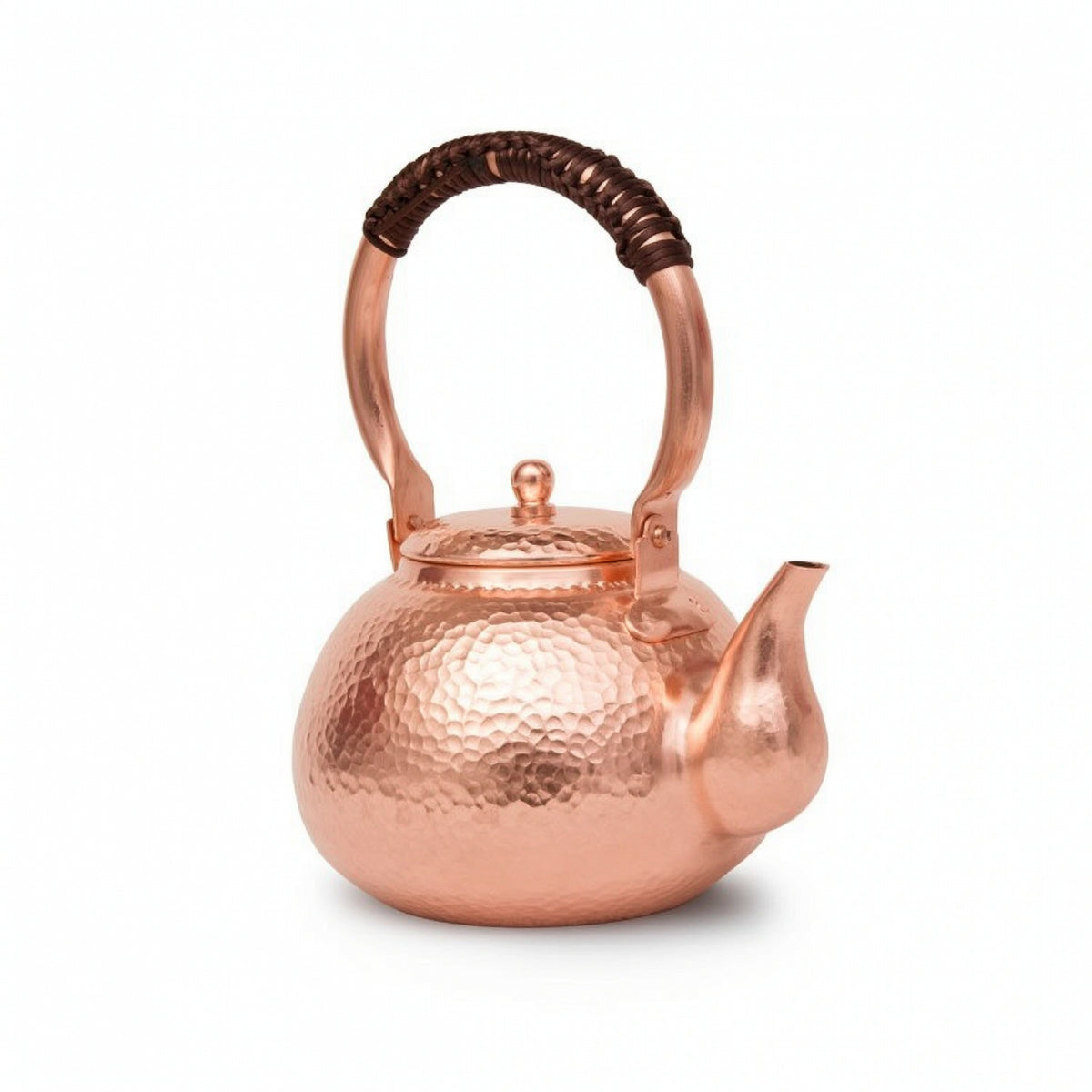 Tea Kettle with Wrapped Handle Classic Copper Kettle Vintage Cookware for Tabletop Presentation