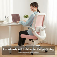 Ergonomic Rolling Chair with Flip-up Arms Height Adjustable Office Furniture Breathable spine supportrest 360-Degree rotate for Students, Teens, video game enthusiasts, Study Room, Bedroom