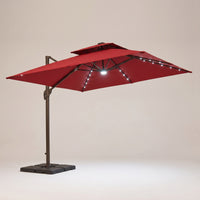 Offset Umbrella with Base Adjustable Cantilever Umbrella with Base Crank-Open for Homeowners, Backyard, Poolside, Garden