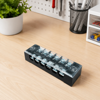 TB-1506 DIN Rail Terminal Block, 600V 15A, 100 pieces 6-pole, for control cabinet & DIYers, secure electrical connection
