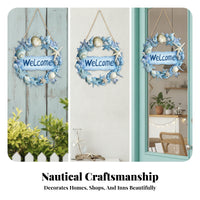 Sea Star Coastal Wreath Sign Easy to Hang Beach Welcome Sign Lightweight Wooden Door Hanger Long-Lasting