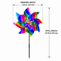 Octagonal Iridescent Rainbow Pinwheels, Reflective Bird Deterrents for Outside, PVC Weather Resistant Yard Decorations Outdoor