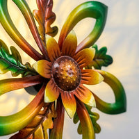 Metal Wind Spinner with Solar Powered LED Lights, Outdoor Garden Decoration Rotating Windmill, Waterproof Yard Decor for Gardeners