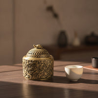 Tabletop Scent Holder Decorative Scent Holder with Lid Vintage Brass Censer for Desk