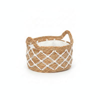 Handwoven Woven Basket with Handles Oval Straw Storage Basket Portable Laundry Hamper Lightweight for Bedroom