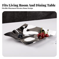 Irregular Stainless Steel Fruit Plate Multi-Functional Nordic Design Metal Centerpiece Tray Wavy Mirrored Finish Storage Dish
