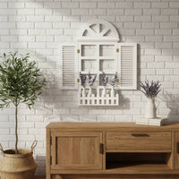 Faux Wall-Mounted Window Hanging Flower Display Decorative Window Frame Vintage Home Decoration for Dining Room