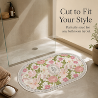 Floral Diatomaceous Earth Bath Mat Super Absorbent Non-Slip Quick Dry Floor Mat