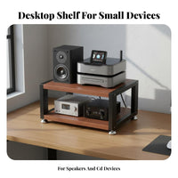Space-Saving Desktop Audio Rack Sturdy and Long-Lasting Small Stereo Equipment Rack Stable Structure Audio Component Shelf Unobstructed Design for Audiophiles, Music Producers, Home Studio, Study Room