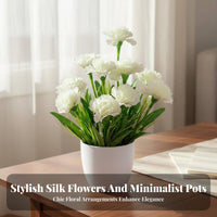 Artificial Flower with Vase to Display Silk Realistic Faux Flower Arrangement for Office, Bookshelf, Windowsill