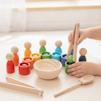 Color Sorting Toy Educational Color Sorting Set Brightly Colored Wooden Peg Doll Set for Young Children, Preschoolers, Homeschool