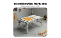 Foldable Design Folding Woodworking Table Heavy Duty Multifunctional Saw Table Stable Frame Portable Saw Workbench for Woodworkers, DIY Enthusiasts, Construction Workers, Job Site, Home Improvement, Garage