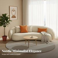 Curved Boucle Sofa Modern Design Boucle Half-Moon Sofa Minimalist Design Couch for Apartment Dwellers, Young Adults, Lounge Area, Home Office, Bedroom