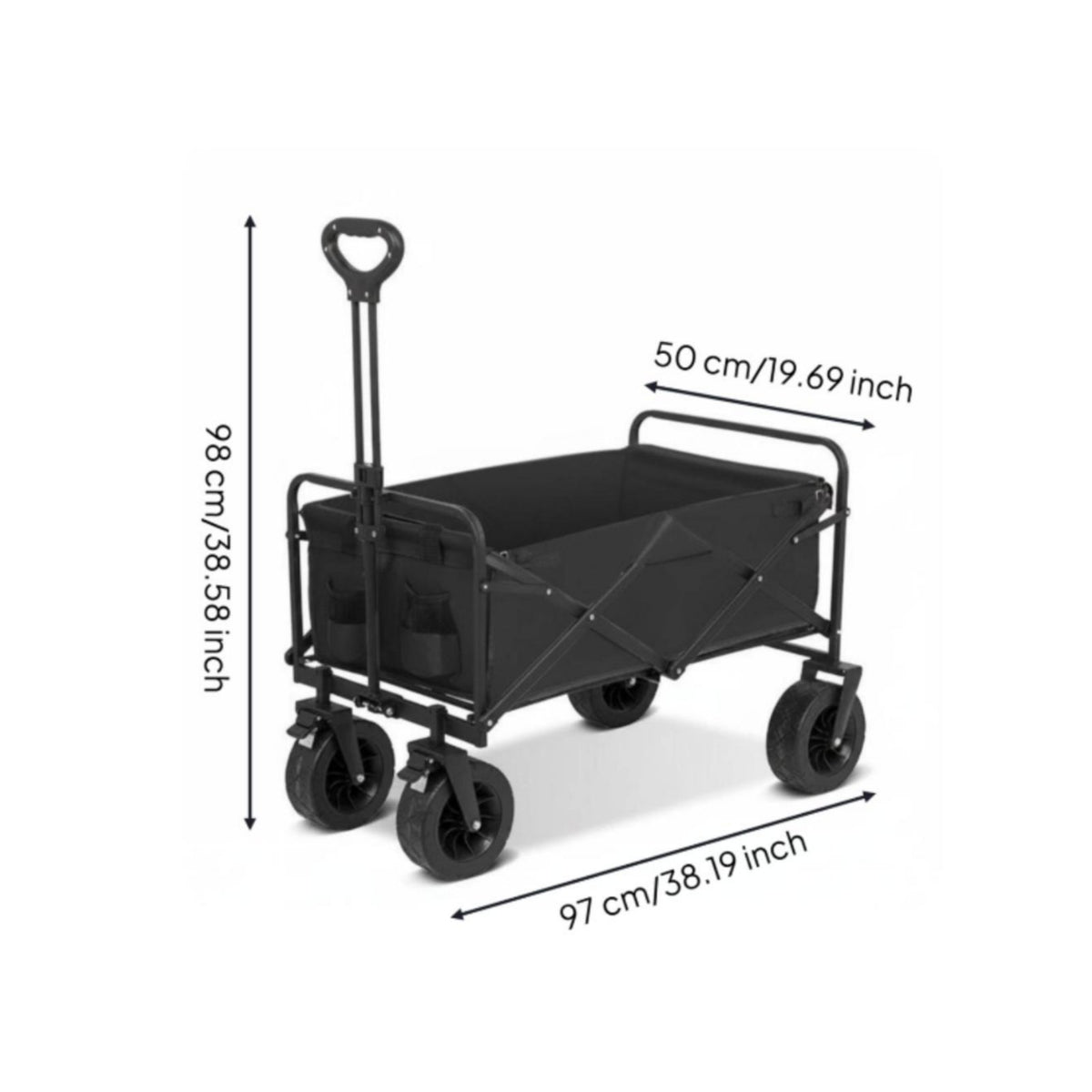 Large Capacity Foldable Camping Wagon 360° Rotating Wheels Collapsible Utility Wagon Waterproof Material Heavy Duty Garden Wagon for Gardeners, Shopping