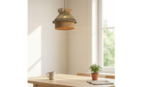 Woven Paper Rope Lampshade Handwoven Design Tiered Lampshade Pastoral Atmosphere Bohemian Pendant Shade for Kids, Nursery, Bedroom