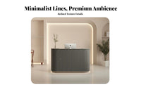 Curved Reception Desk Lacquered Finish Modern Cashier Counter Sturdy Construction Commercial Counter Table with Storage for Healthcare Facilities
