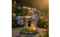 Angel Statue with Basin Waterproof Sun-Powered Garden Statue Light Automatic Sun-Powered Garden Luminaire for Gardeners, Homeowners, Yard, Flower Bed